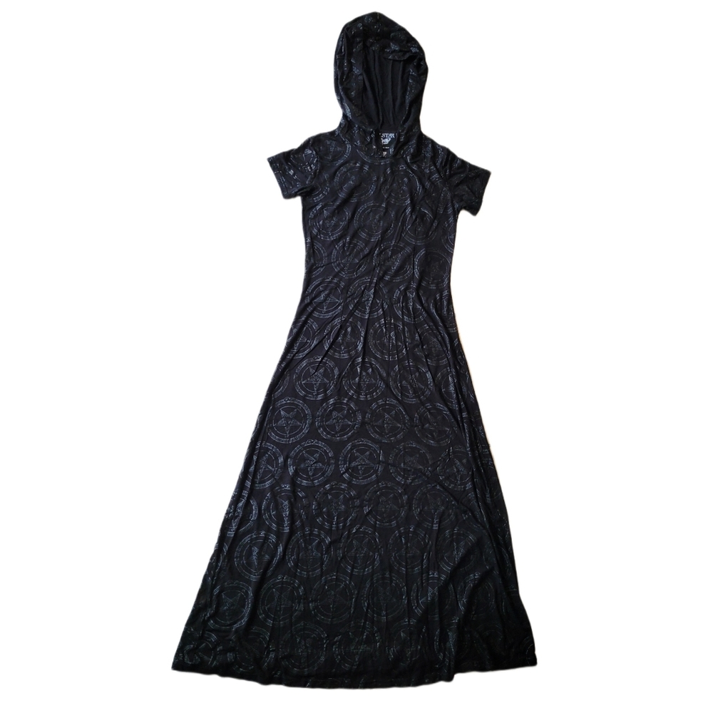 RARE DISCONTINUED-KILLSTAR Baphomet Pentagram Sigil Maxi Dress Size S EUC